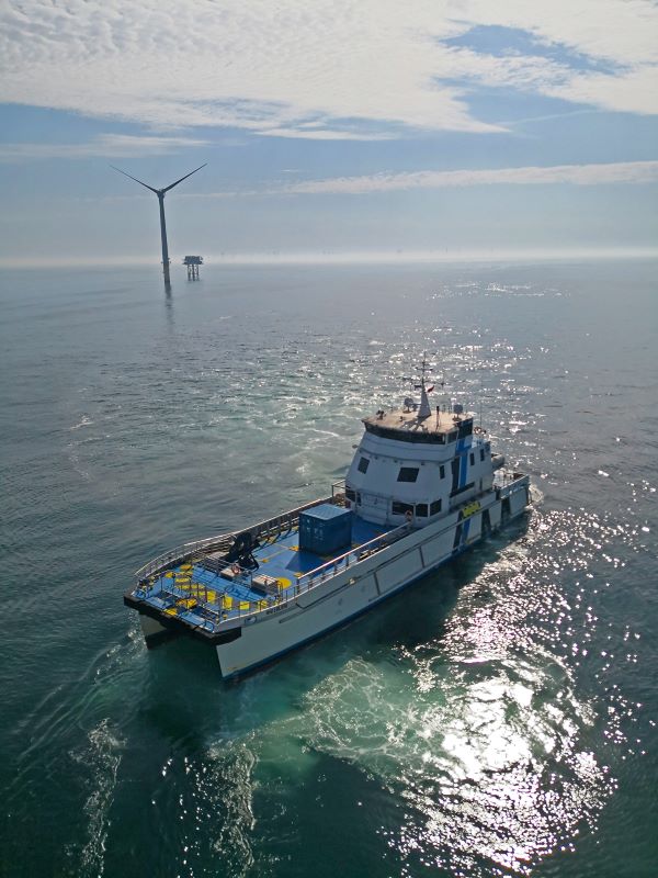 ONe of the Danish firm MHO-Co's Crowther-designed wind farm support vessel