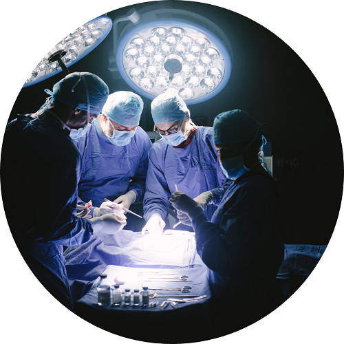 Multiple doctors performing a surgery