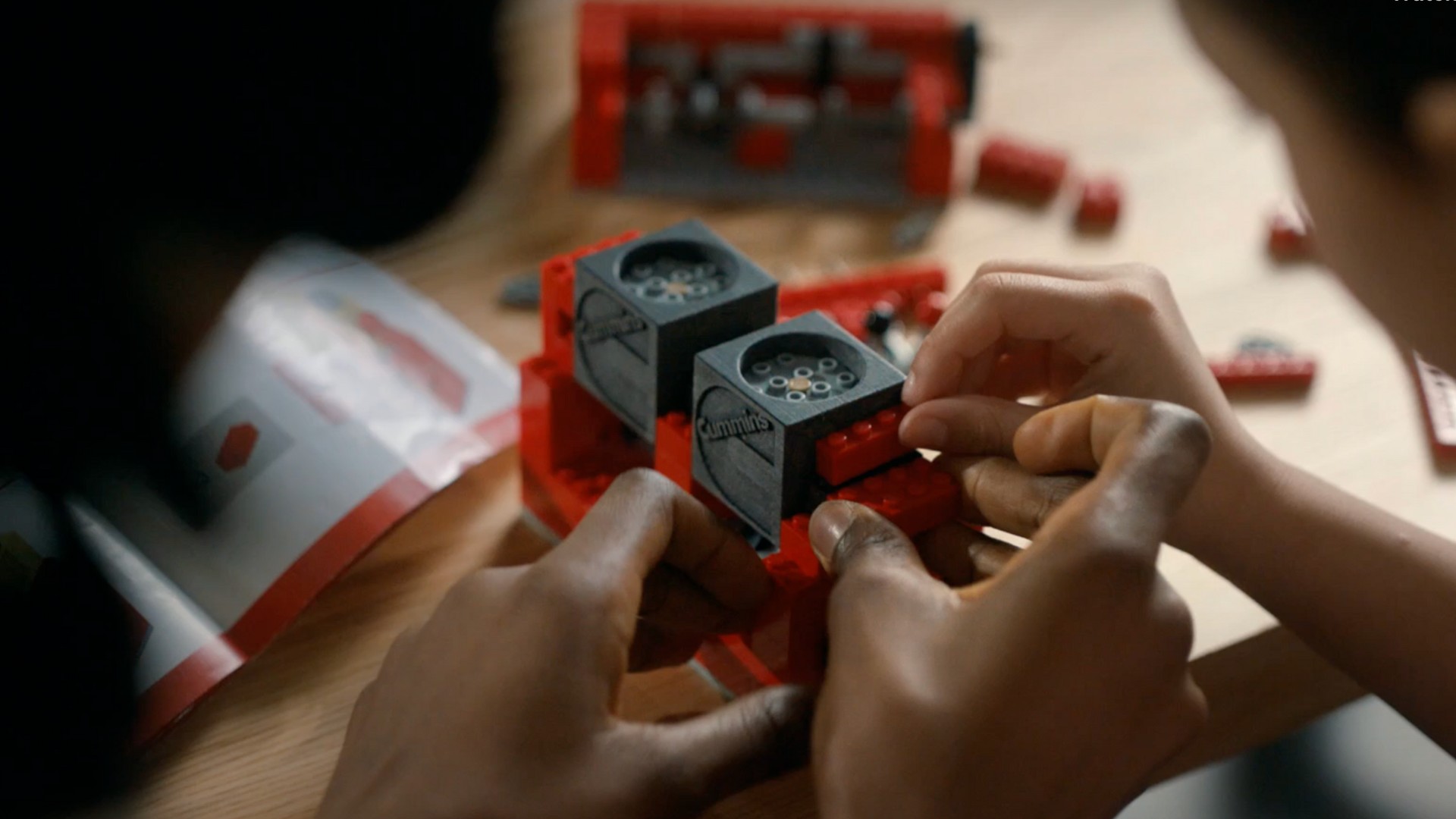 Toy replica of a Cummins engine