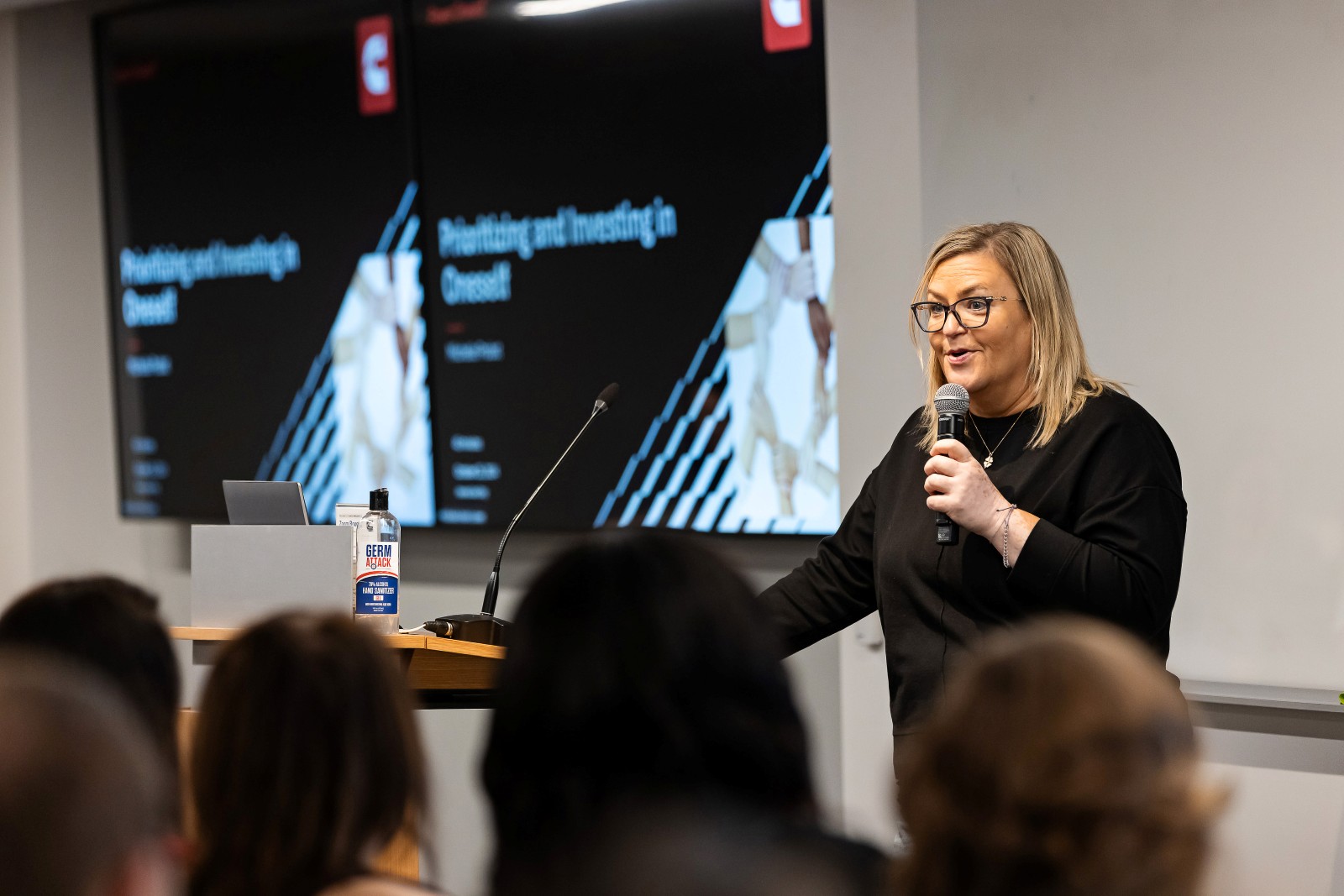 person presenting to employees