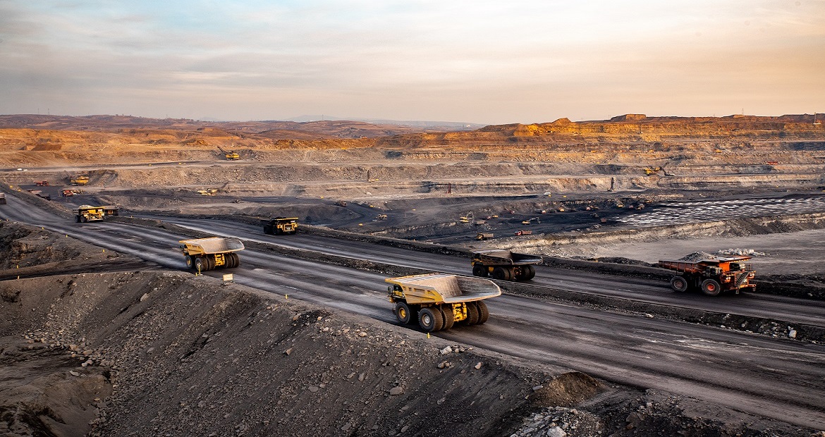 Mining machinery in a field