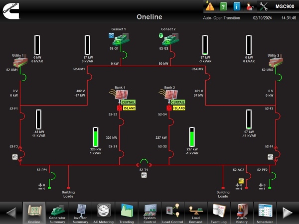 solar genset control interface