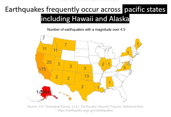 Earthquakes by state across the U.S.