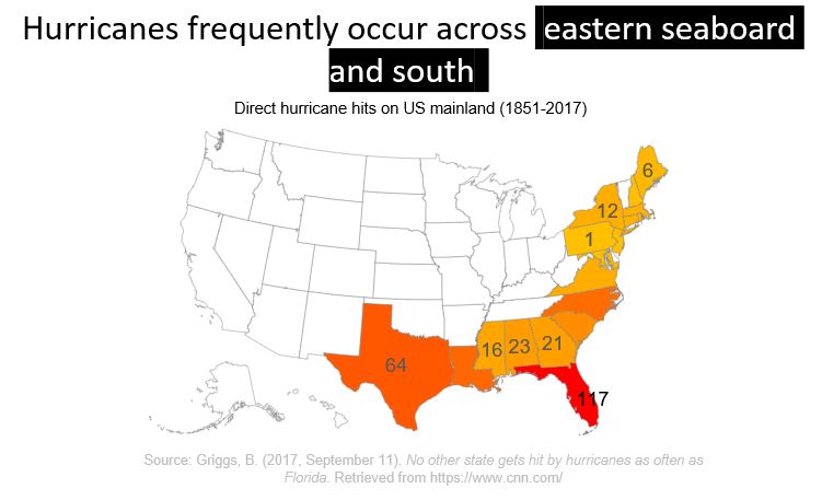 Hurricanes by state across the U.S.