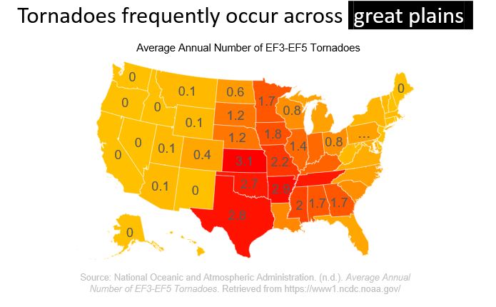 Tornadoes by state across the U.S.
