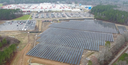 Solar array at the Cummins Engine Plant in Rocky Mount , NC