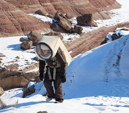 Shefali Rana explores the terrain outside the research station.