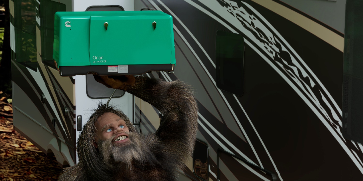 bigfoot lifting onan rv generator over head