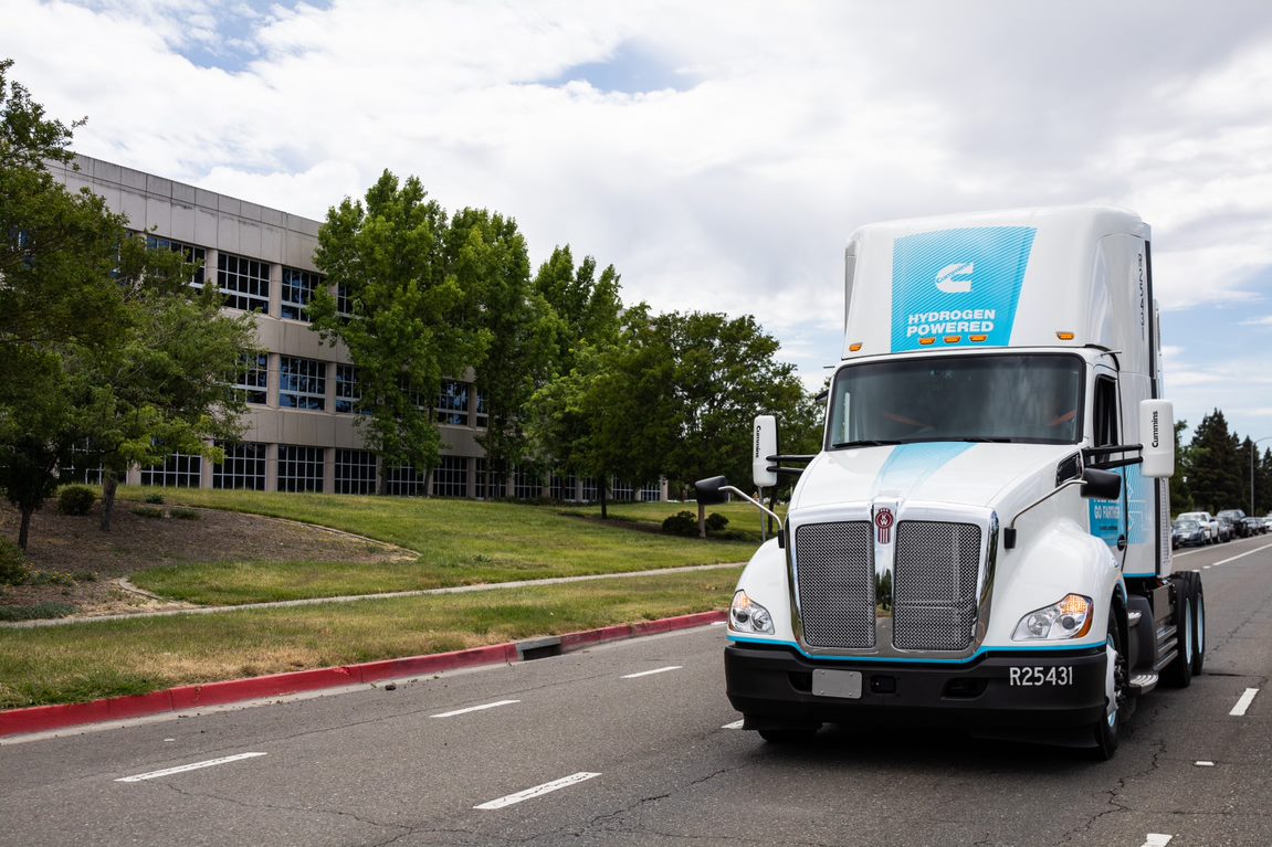 Cummins new fuel cell electric truck on the road in California