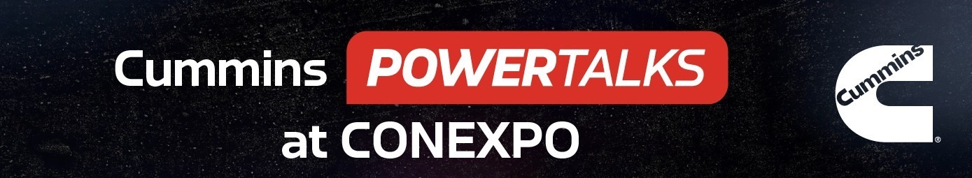 cummins powertalks at conexpo displayed on banner