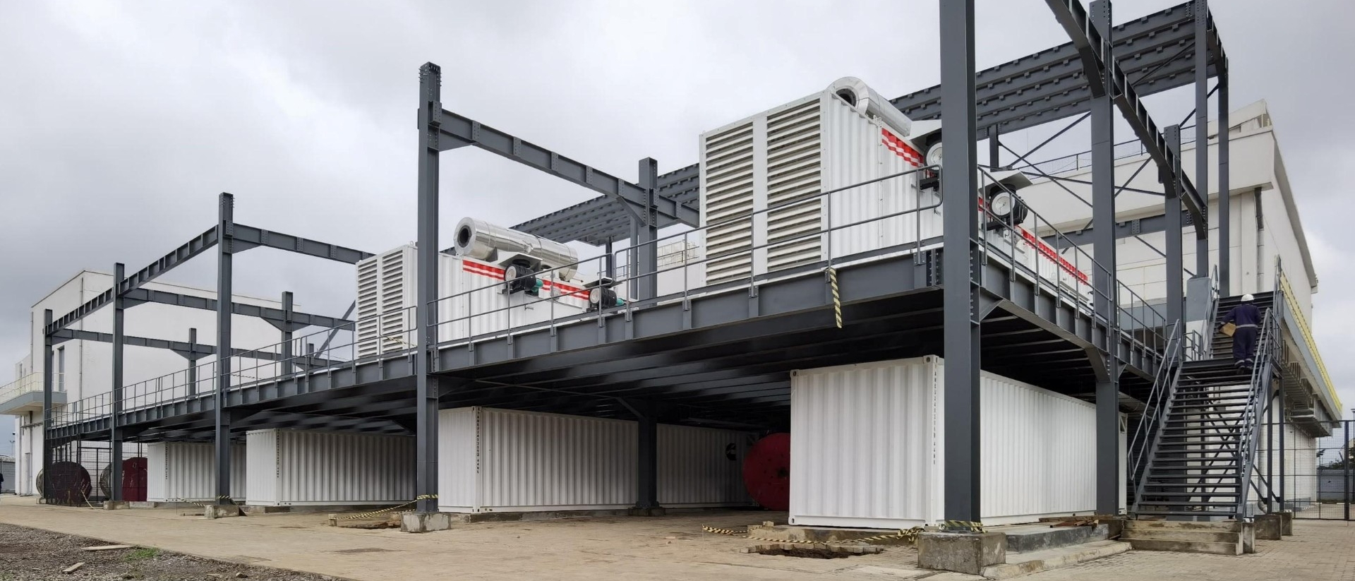 gen sets stacked outside data center