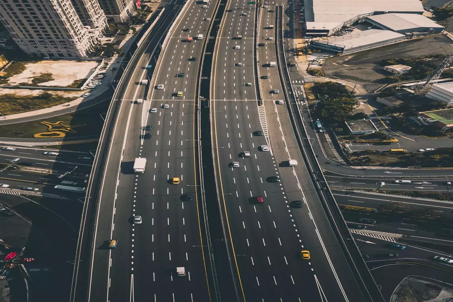 Cars driving on busy highway