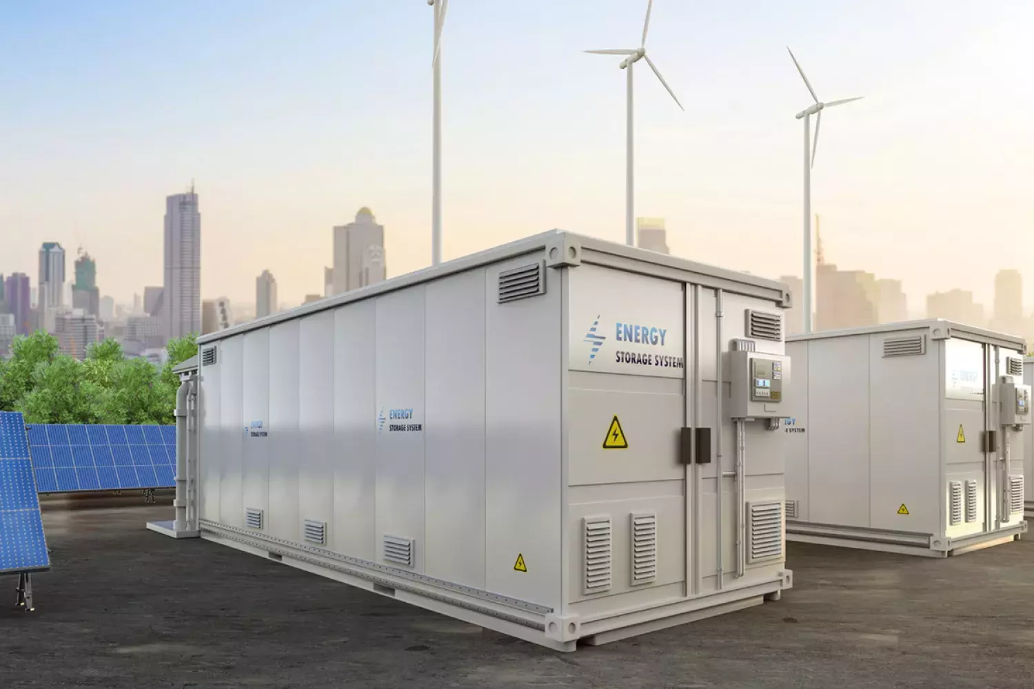 Battery energy storage system next to wind farm