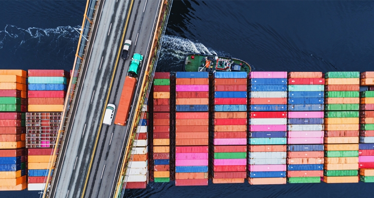 shipping containers from above