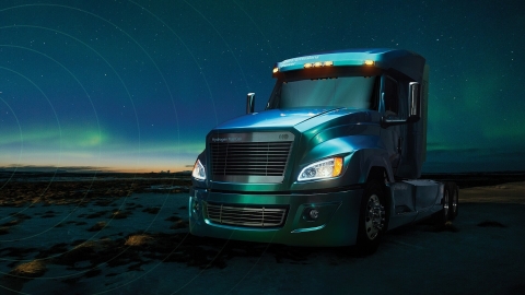 Semi Truck with northern lights in the background