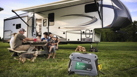 Onan P4500i portable generator powering RV