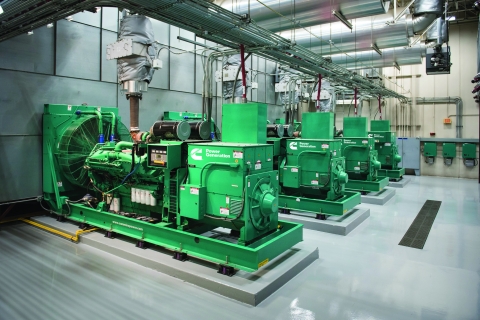 Green power systems built by Cummins shown in an industrial facility