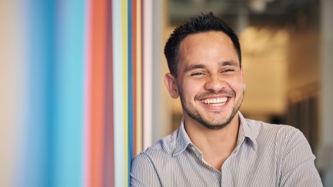 employee smiling at work 