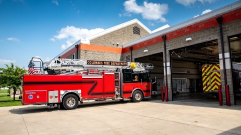 fire truck at fire station