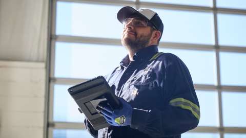 service tech in garage