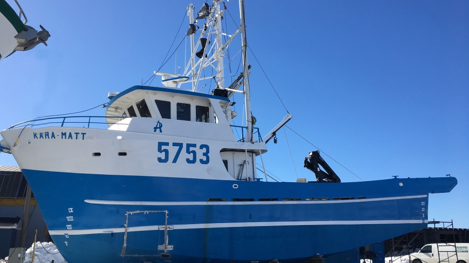 Blue and white boat