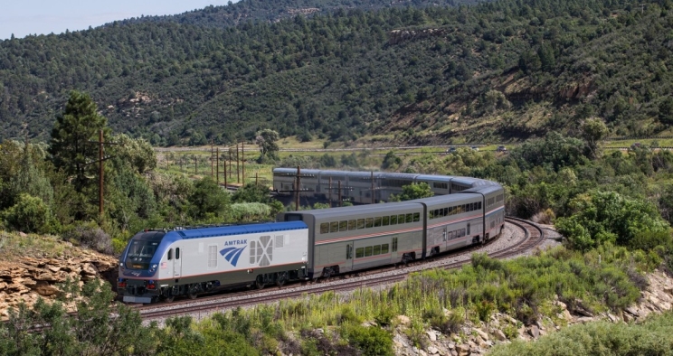 AMTRAK rail car on track