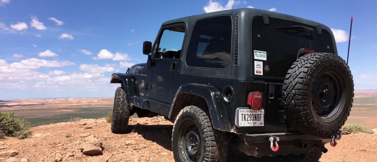 Cummins repowered Jeep overlooking desert