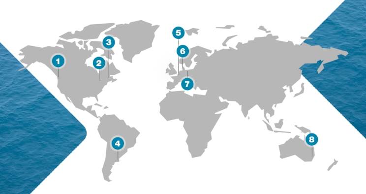 Map of Cummins hydrogen production milestones