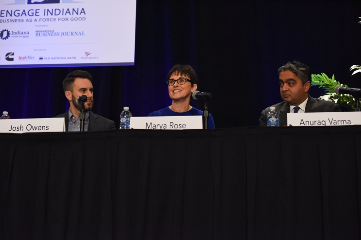 Chief Administrative Officer Marya Rose participates in a panel discussion on ways business can be a force for good (photos courtesy of the Indianapolis Business Journal).