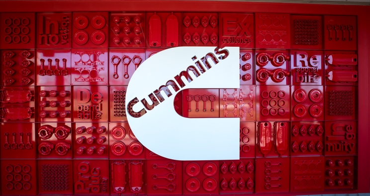 Cummins logo on wall at facility
