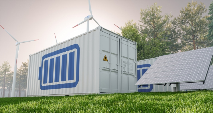 Battery container in a field