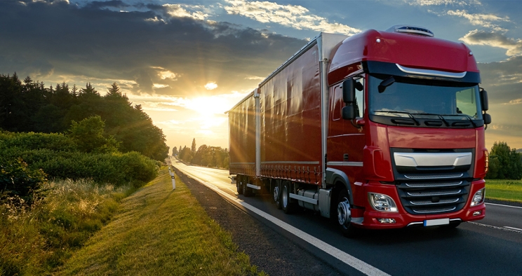 Truck driving on highway