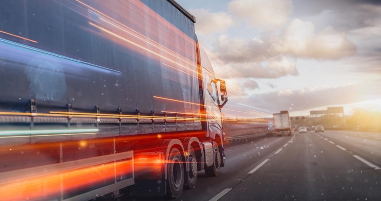 Semi driving on highway