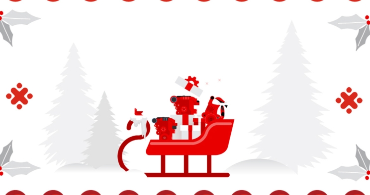 Animated engines in red sleigh