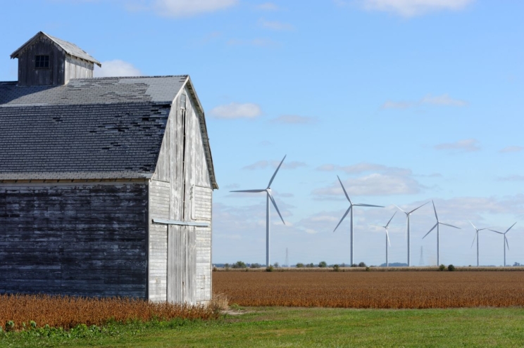 The Meadow Lake Wind Farm is in an ideal location in a nearly fully developed agricultural area.