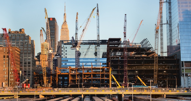 downtown city construction scene 