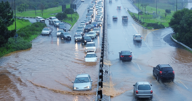 Massive flooding on road