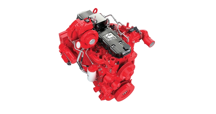 red engine on white background
