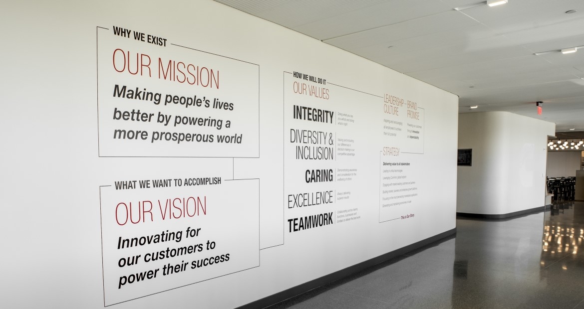 Cummins Vision and Mission statement on wall of office