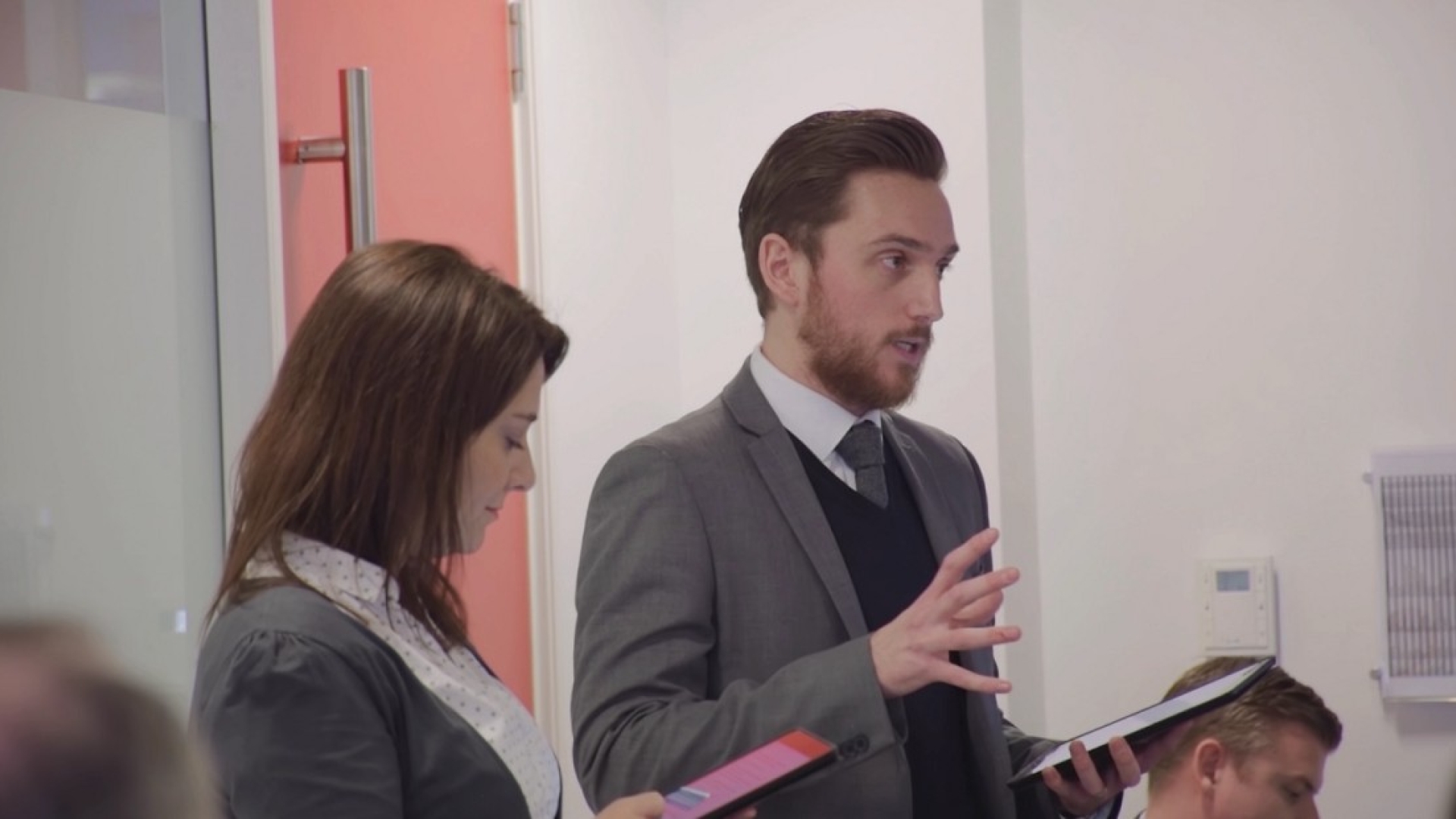 Entrepreneur Samuel Walker with a company called Interface makes his pitch at the Innovation Gateway competition in the U.K. in 2017.