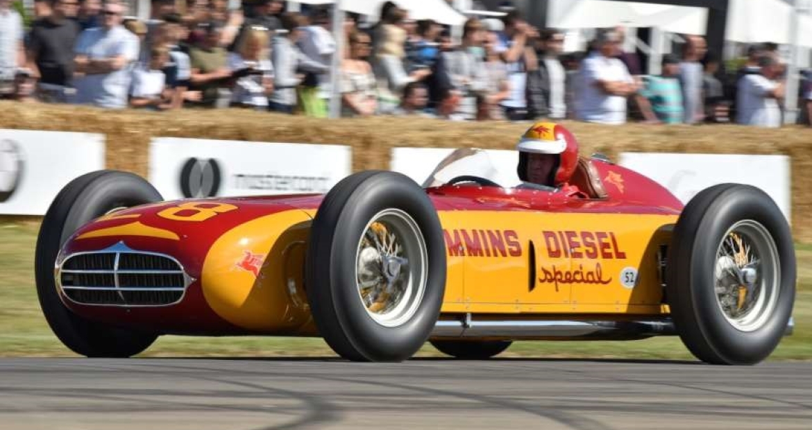 The Cummins Diesel Special’s triumphant return to the Indianapolis Motor Speedway started with a successful 2017 appearance at the Goodwood Festival of Speed in England. The Cummins Diesel Special’s triumphant return to the Indianapolis Motor Speedway started with a successful 2017 appearance at the Goodwood Festival of Speed in England.
