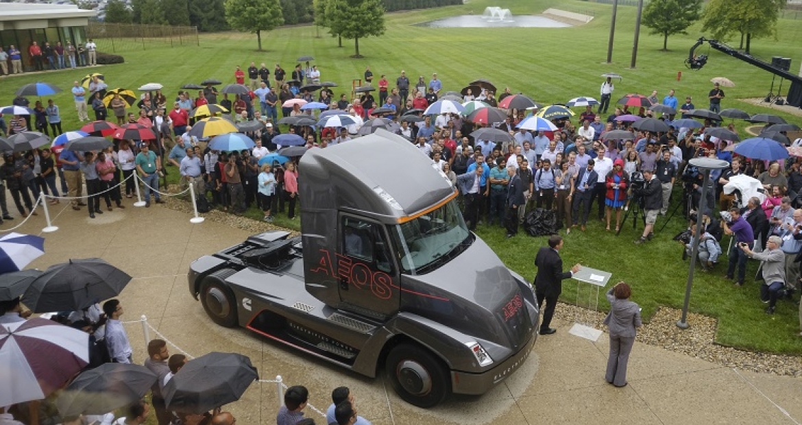 An all-electric, Class 7 concept truck was one of the innovations Cummins unveiled in 2017. The company is using the truck to study electrification.