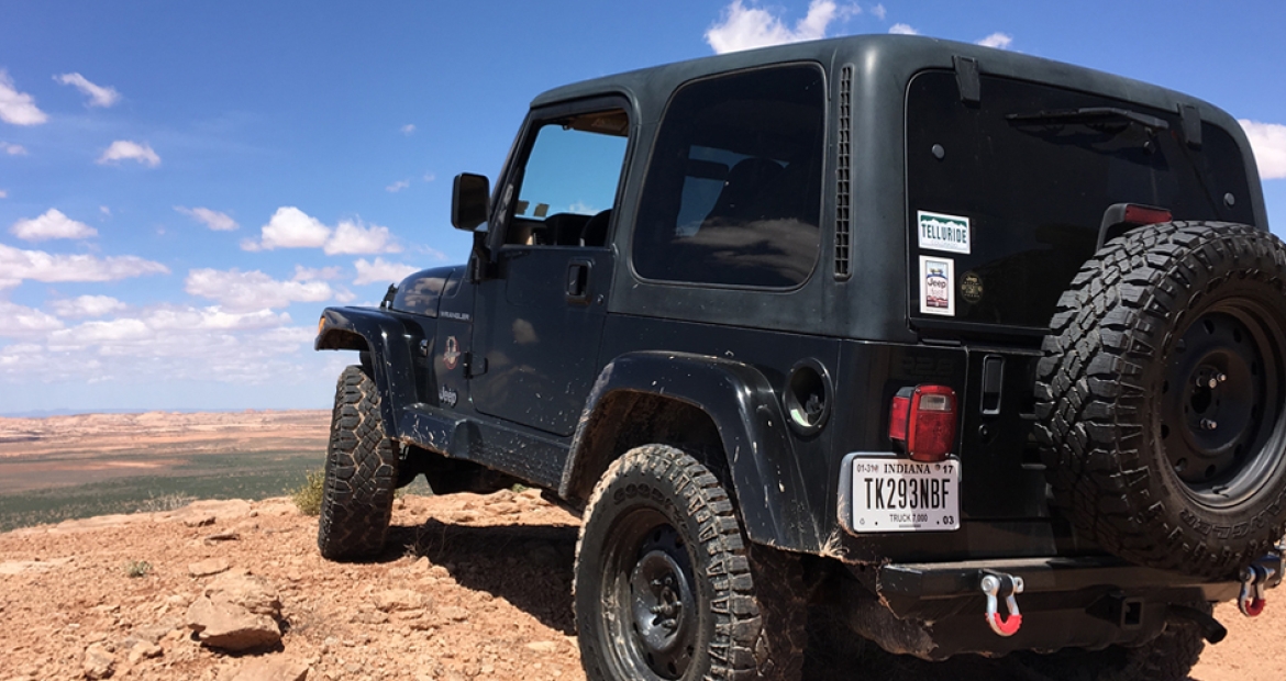 Cummins repowered Jeep overlooking desert