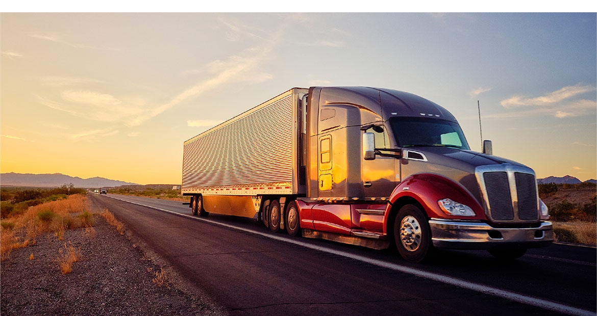 Semi driving on highway