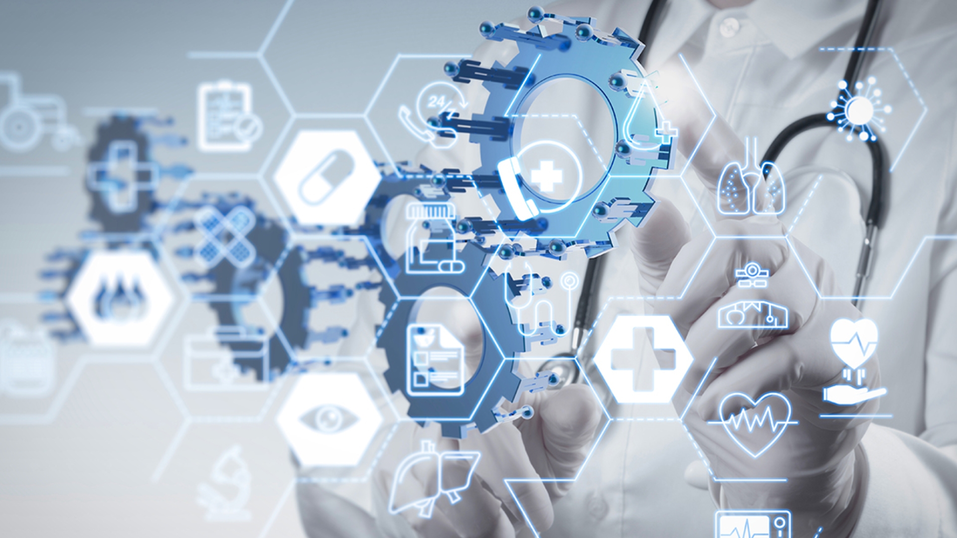 Doctor using a touch screen