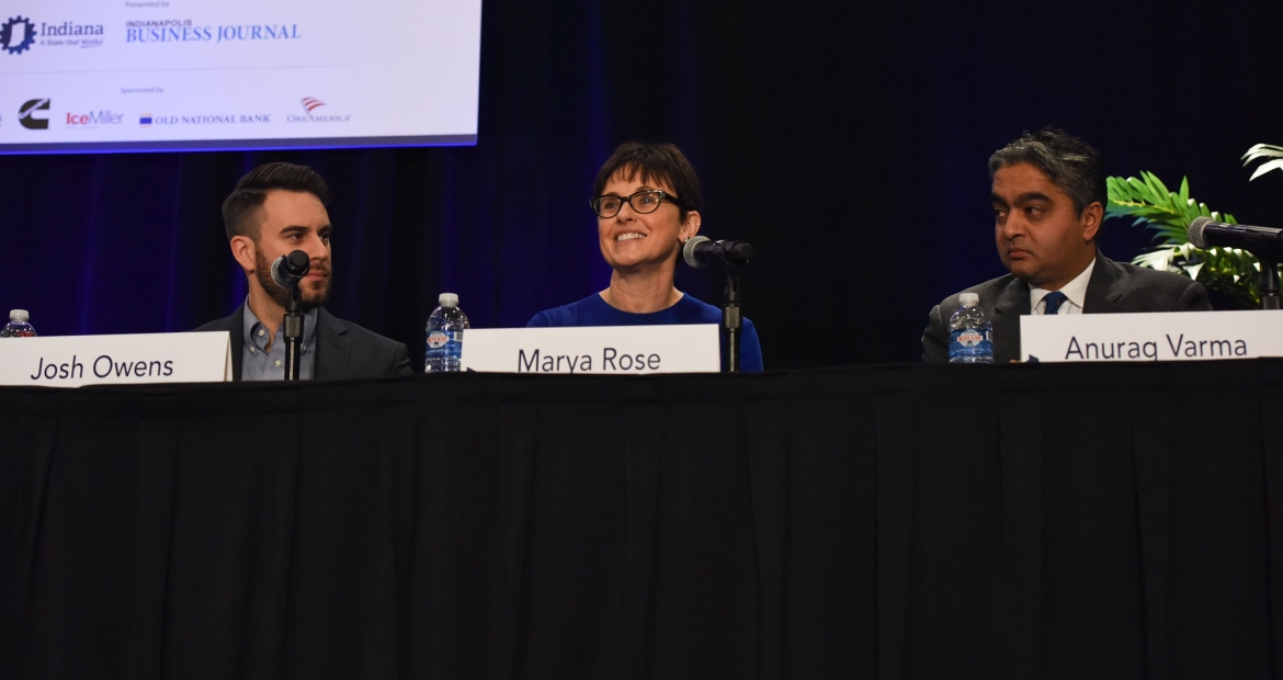 Chief Administrative Officer Marya Rose participates in a panel discussion on ways business can be a force for good (photos courtesy of the Indianapolis Business Journal).