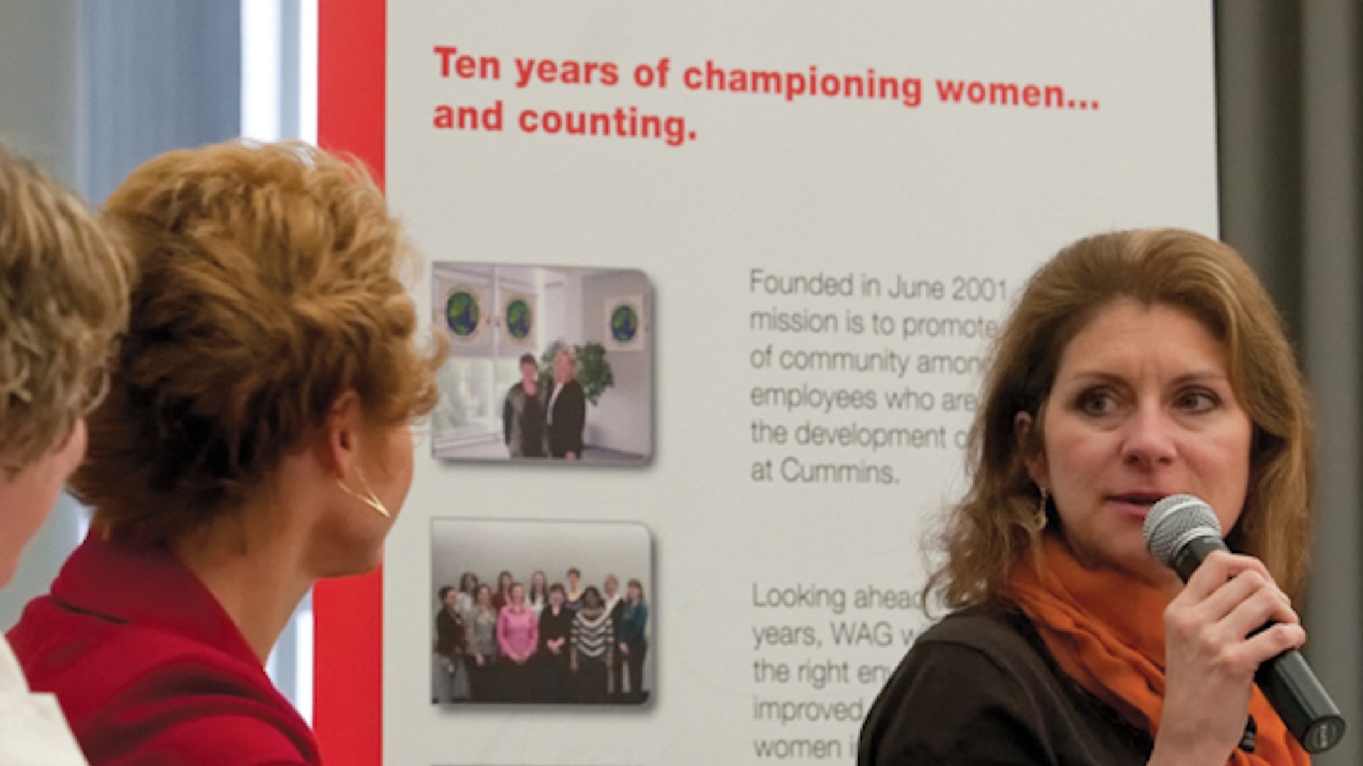 Jill Cook, Vice President -- Human Resources, participates in a panel discussion sponsored as part of the Women's Affinity Group of Southern Indiana's 10th anniversary in 2011.