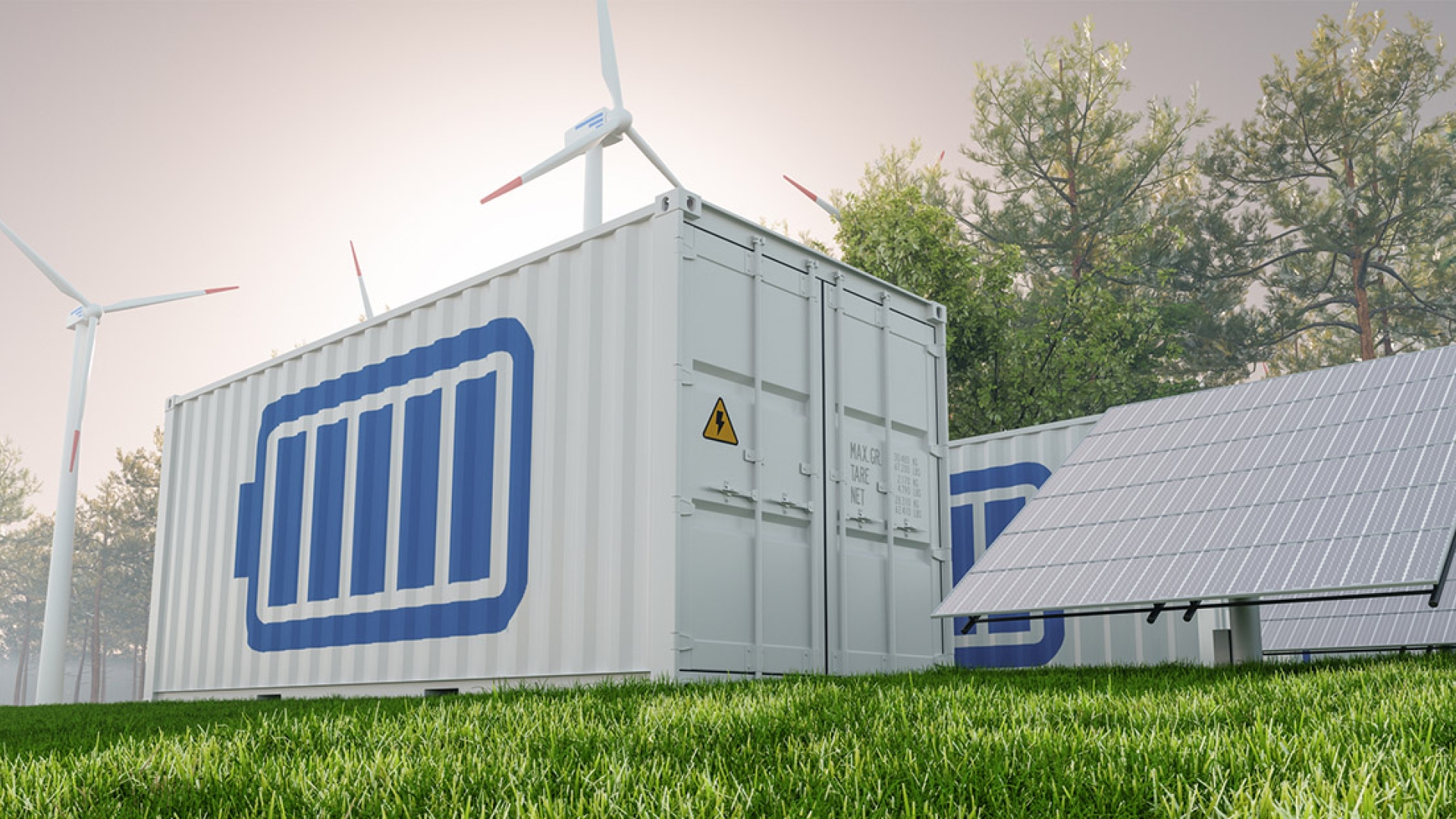 Battery container in a field