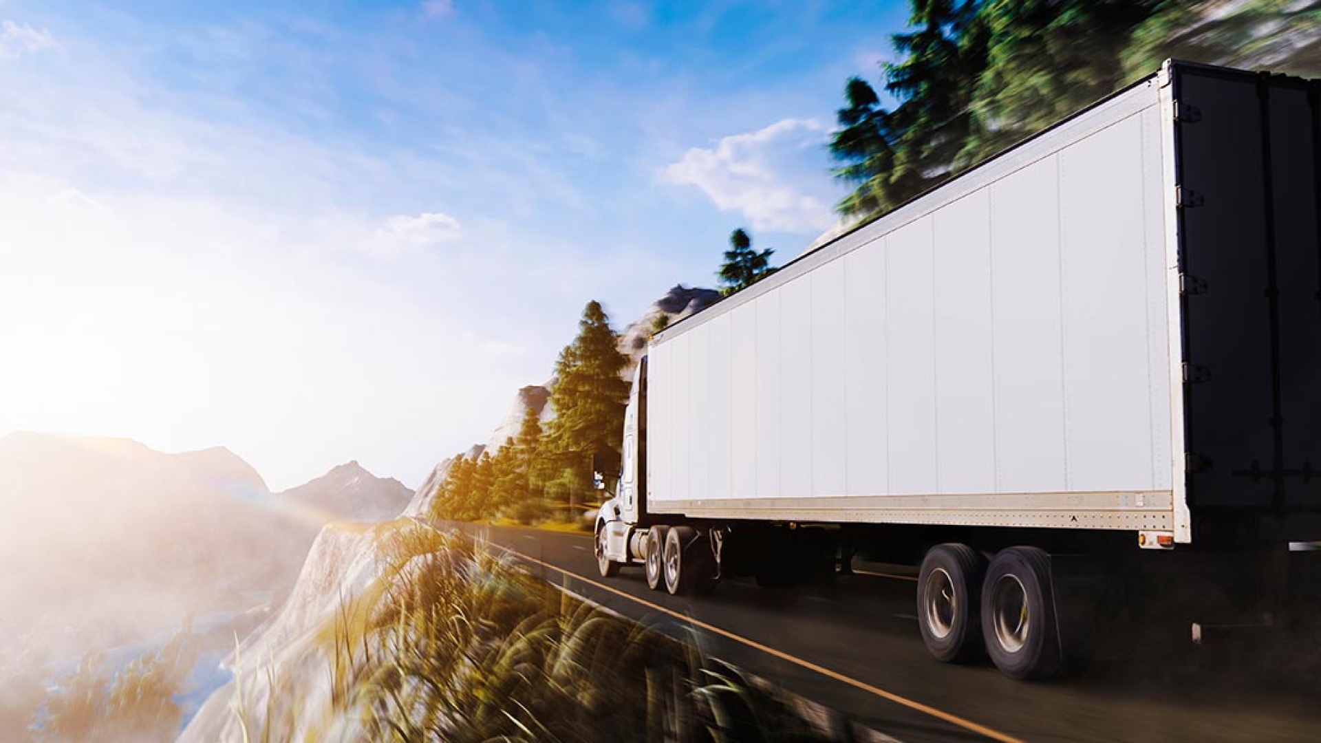 Semi truck driving