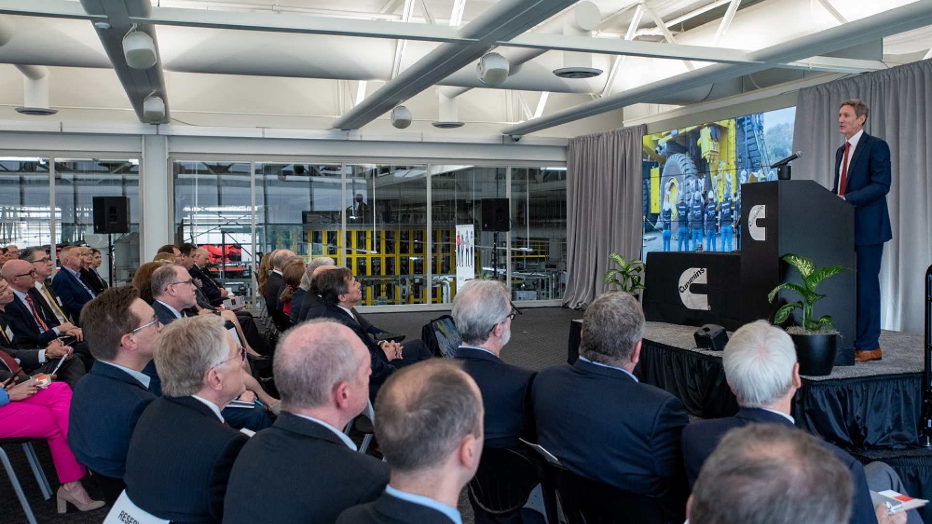 Cummins Chairman and CEO Tom Linebarger speaks at the company’s annual meeting in May 2019, promoting action on the environment and Cummins Powers Women initiative to help address global inequities facing women and girls around the world. Cummins Chairman and CEO Tom Linebarger speaks at the company’s annual meeting in May 2019, promoting action on the environment and Cummins Powers Women initiative to help address global inequities facing women and girls around the world.